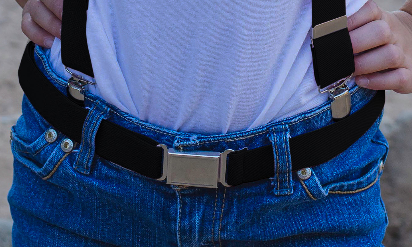 Kids Elastic Belt with Magnetic Buckle- 7 Colors, Pack of 2