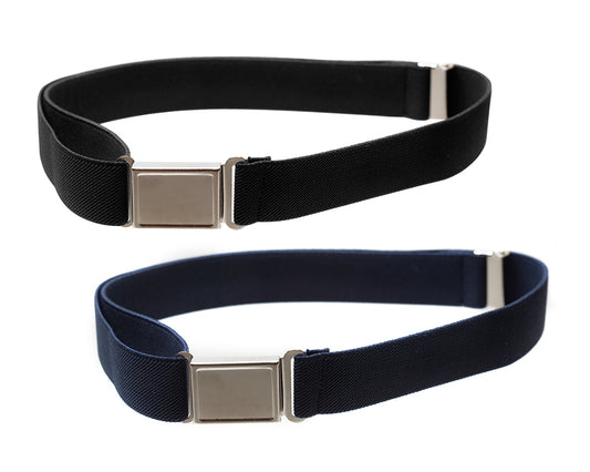 Kids Elastic Belt with Magnetic Buckle- 7 Colors, Pack of 2