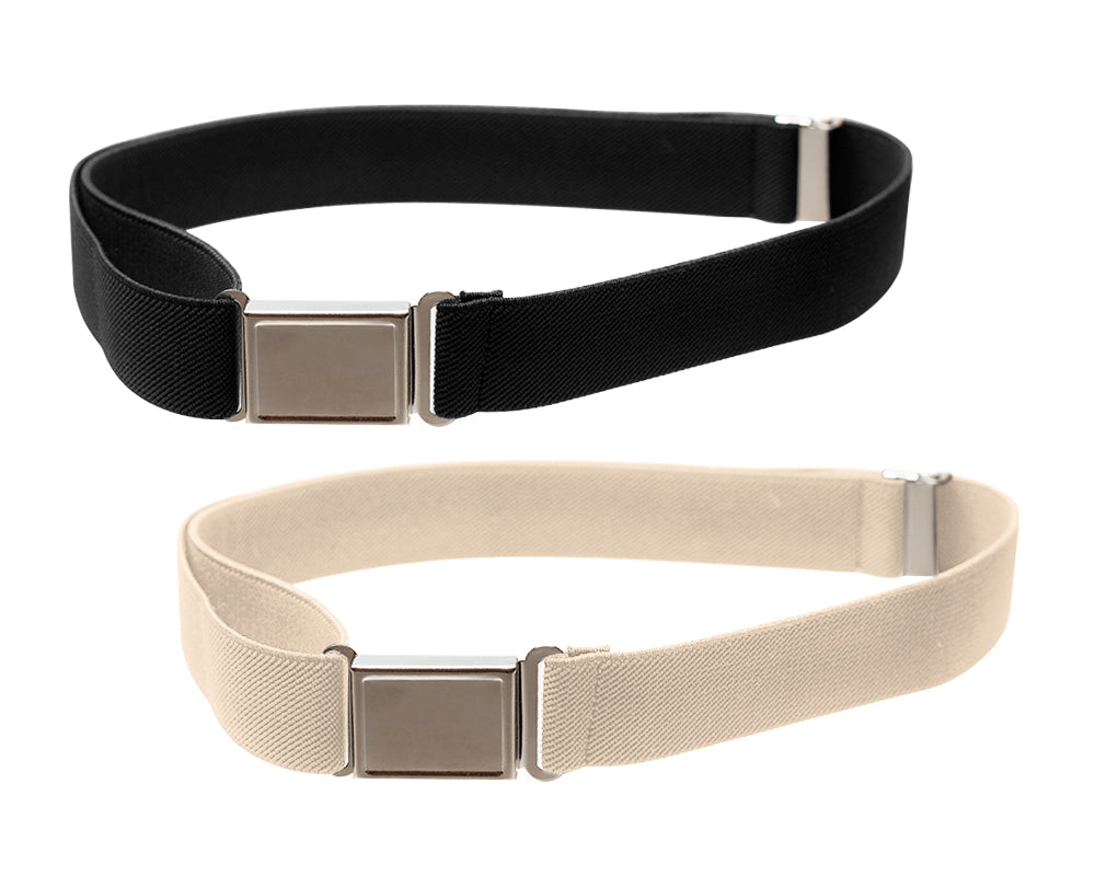 Kids Elastic Belt with Magnetic Buckle- 7 Colors, Pack of 2