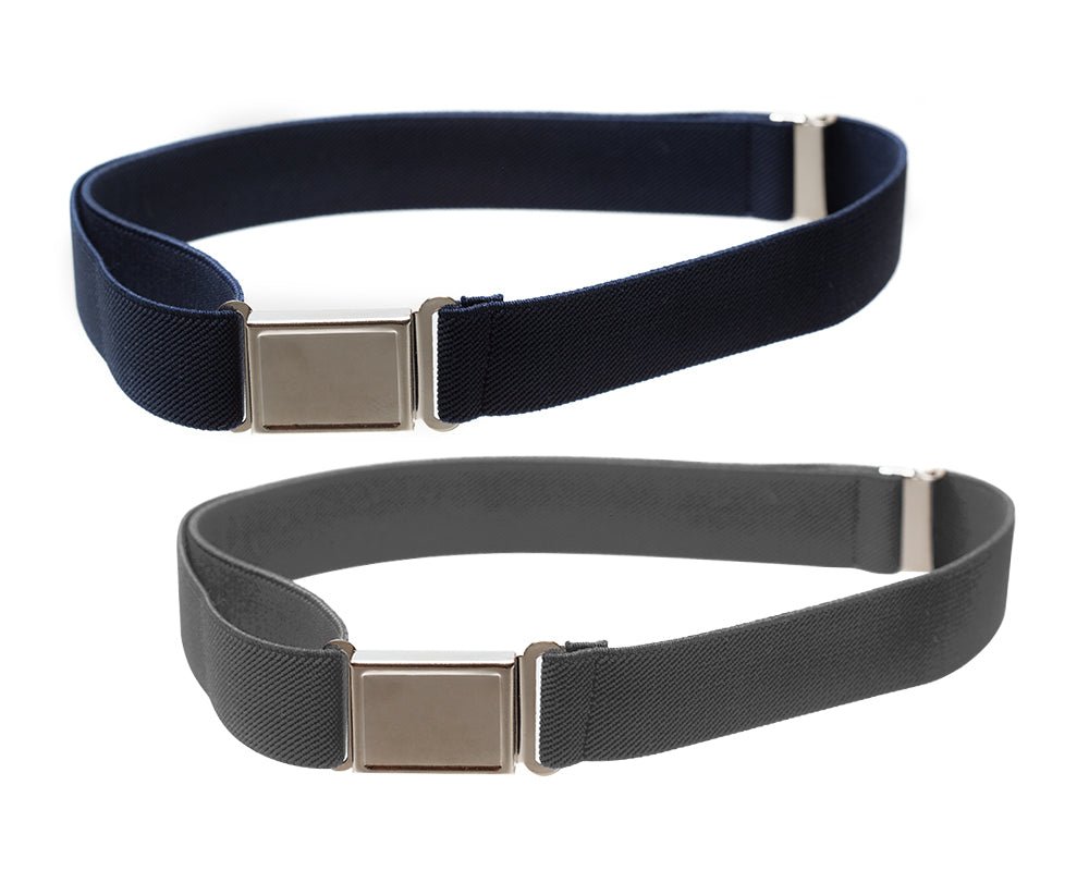 Kids Elastic Belt with Magnetic Buckle- 7 Colors, Pack of 2