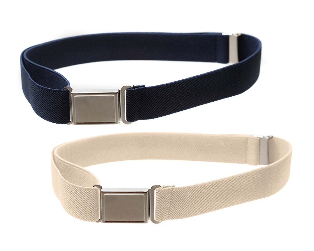 Kids Elastic Belt with Magnetic Buckle- 7 Colors, Pack of 2